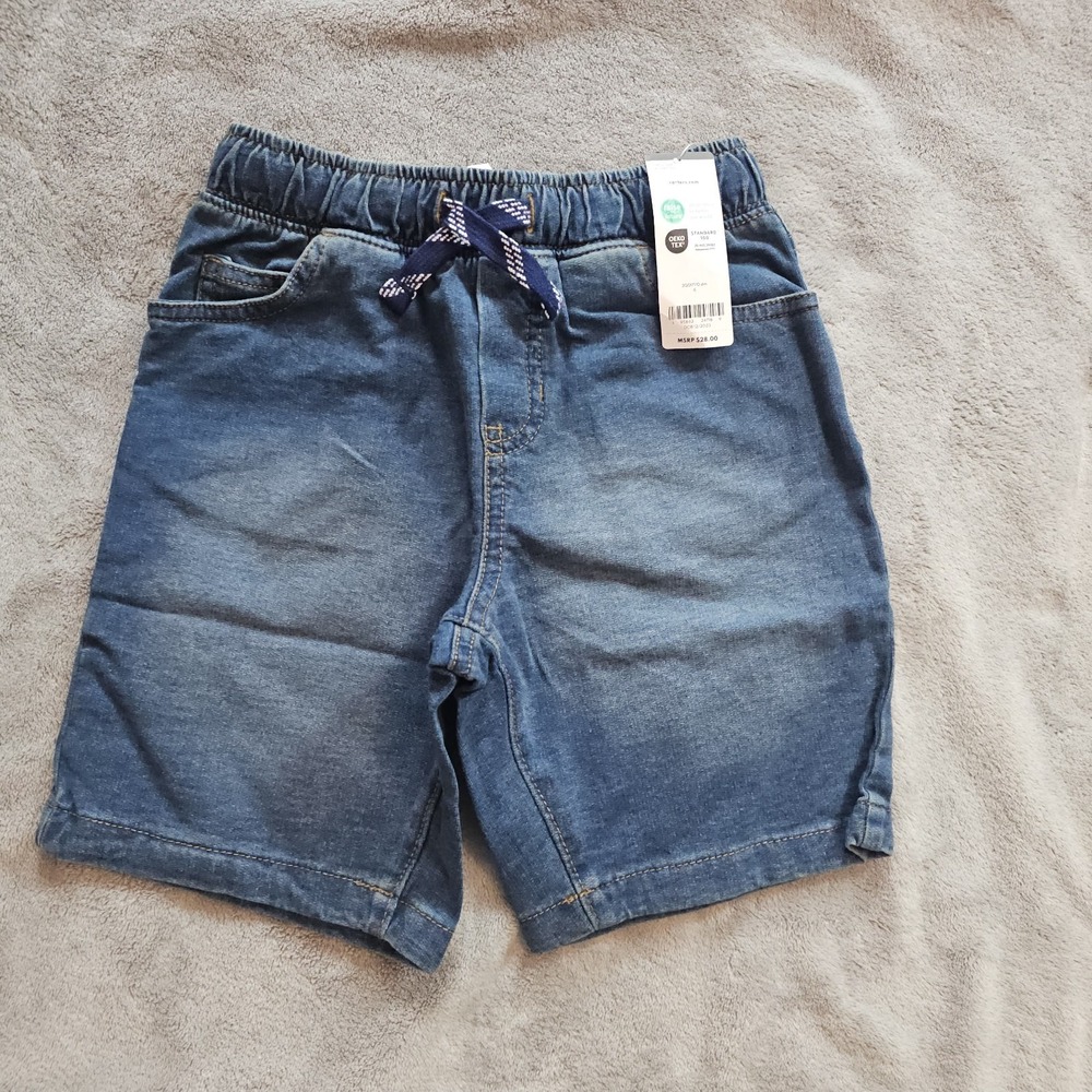 Carter's Boys Blue Denim Shorts Size 6/6A Elastic Waist Drawstring Pockets